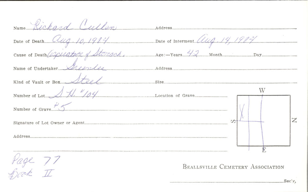 burial card